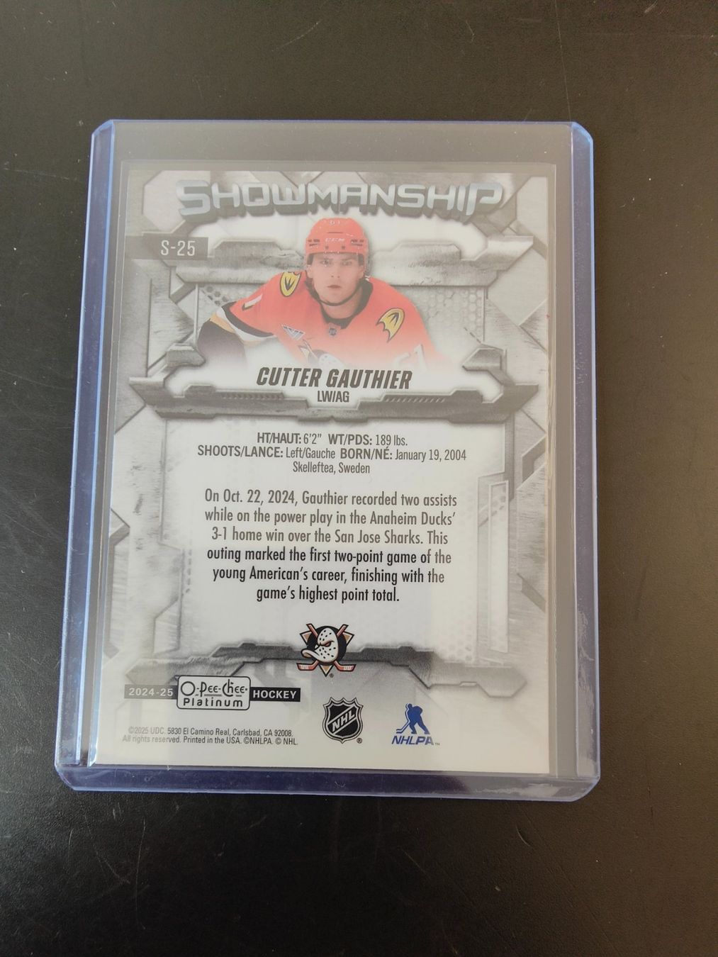 Sammelbilder & Trading cards: Cutter Gauthier Anaheim Ducks O Pee Chee Showmanship – Gebraucht aus Wangen SZ von Sasch3 1