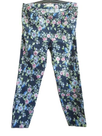 Gr. 44/46 Schlupfhose Blau mit Blumen  Stretch s.Masse