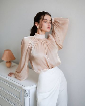 Elegant Organza Blouse Size: L-XXL