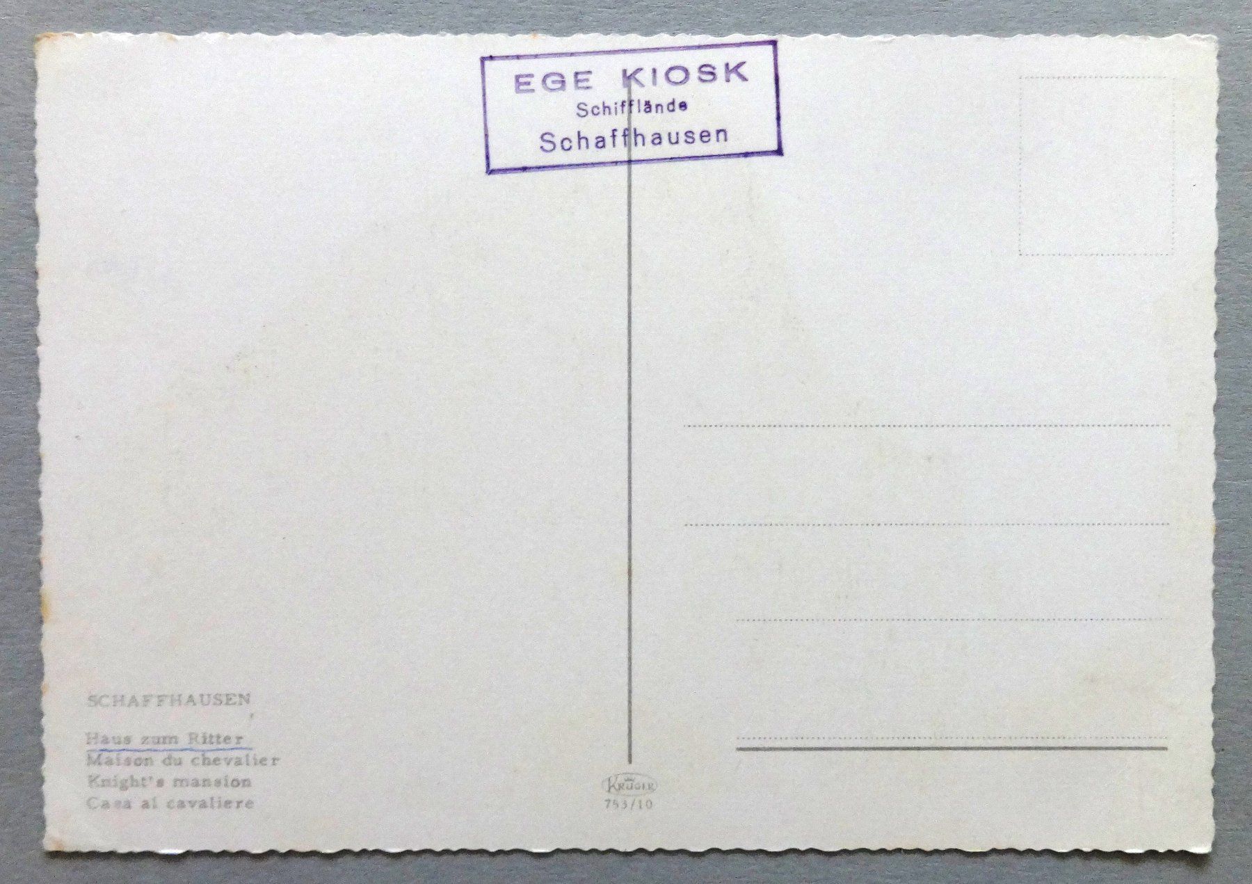 Cartes postales: Schaffhausen, Haus zum Ritter – D'occasion à Fétigny par Billy2miny 1