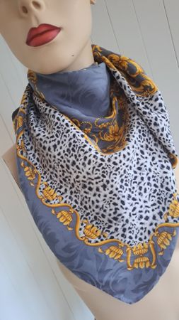 Luxuriöser Vintage Foulard Jacquard Carré Schal Animal Seide