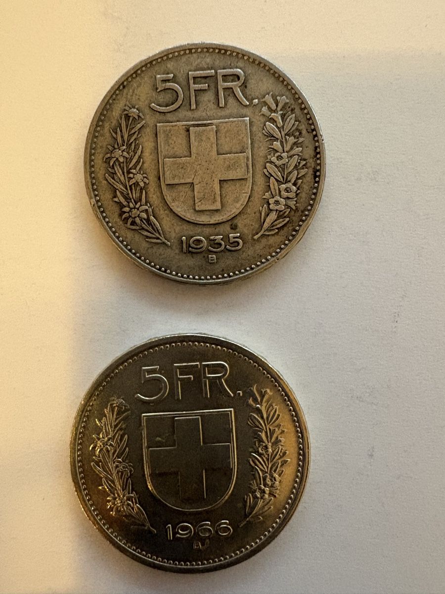 Alle Münzen: 5 chf 1935/1966 – Gebraucht aus Murten von Tzaugg 1