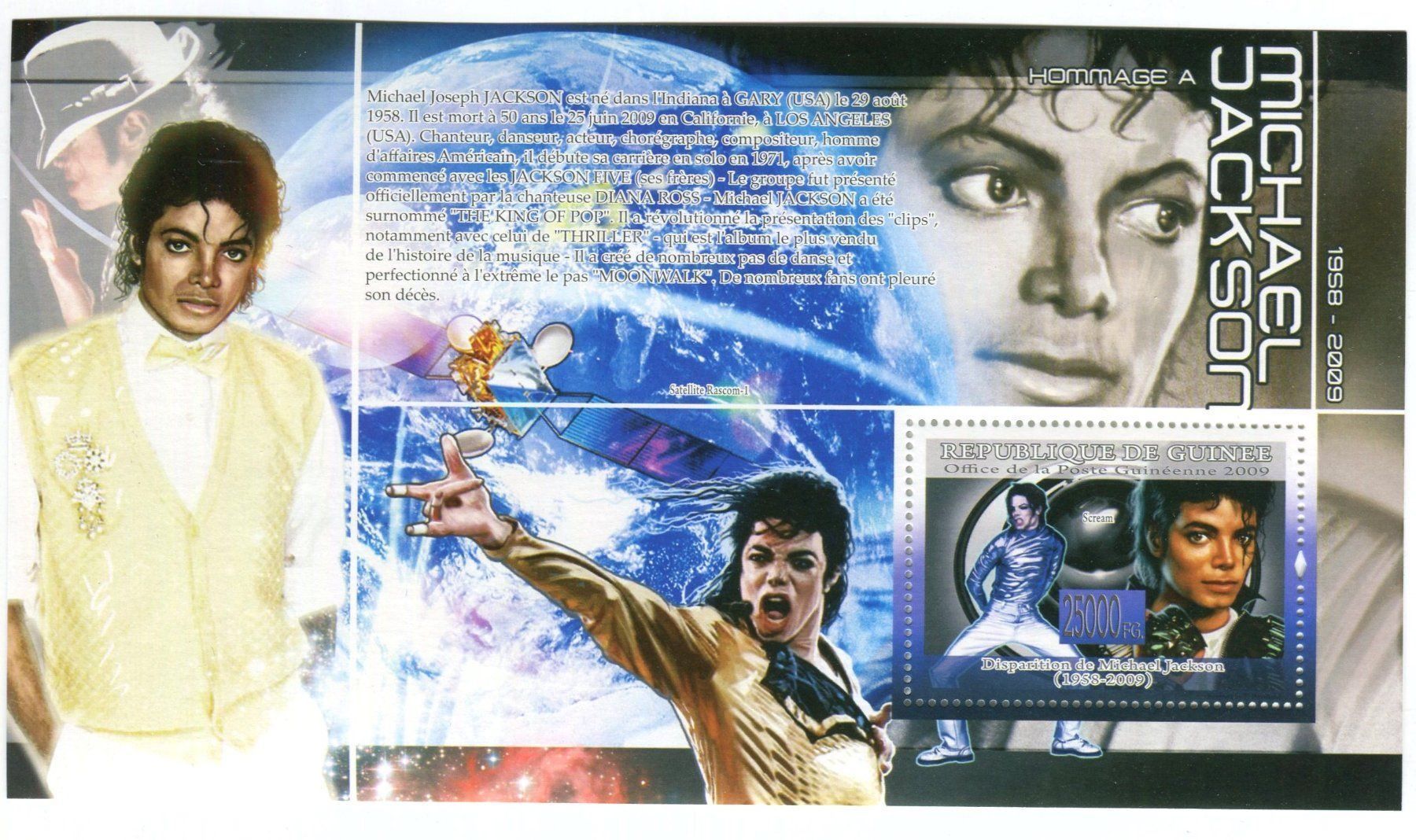 Tutti i francobolli: Block "Michael Jackson". Guinea. – Nuovo e nell'imballaggio originale da Basel venduto da Butsch5