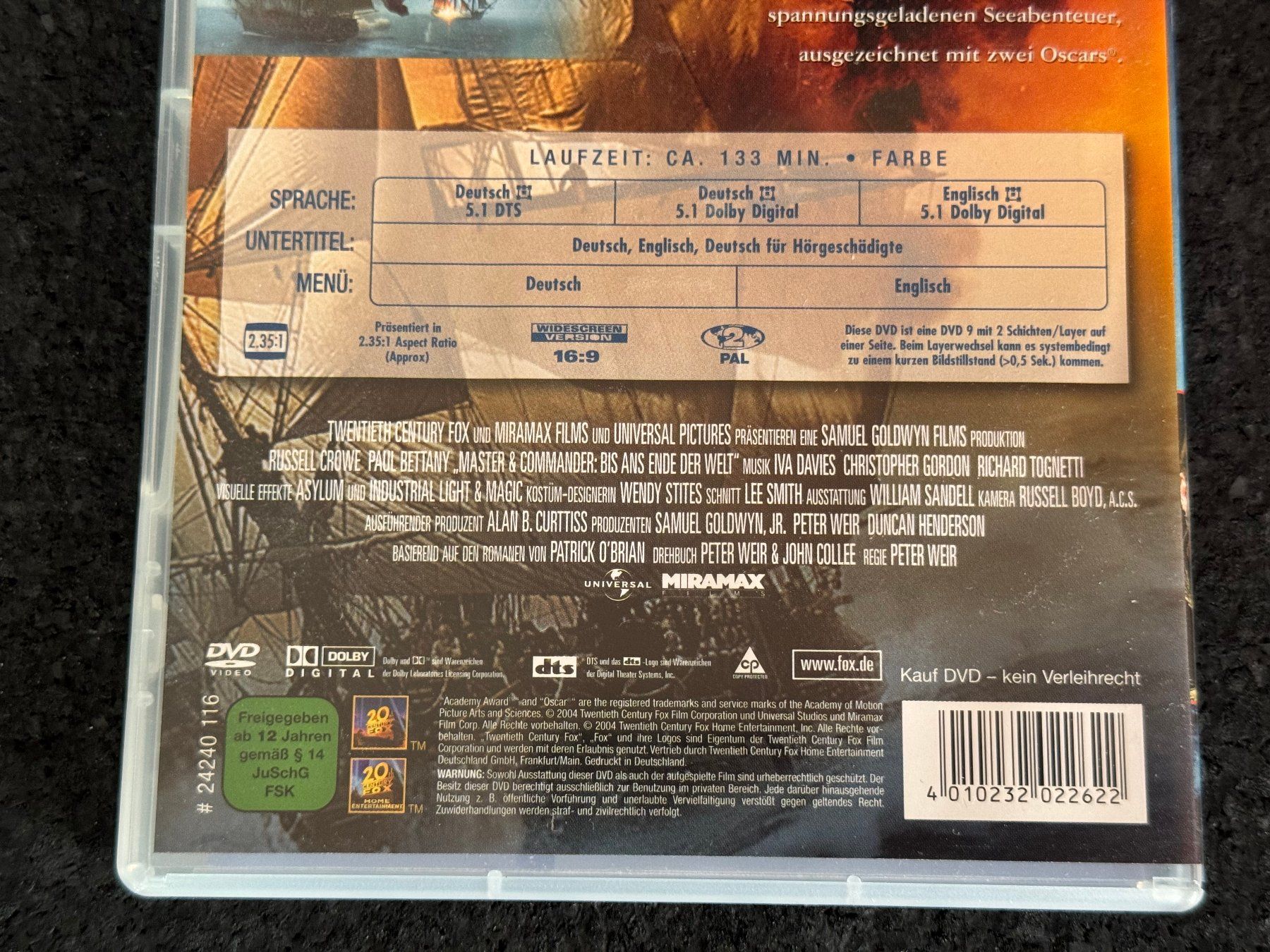 Tutti i DVDs: Master and Commander DVD DE/EN "Bis ans Ende der Welt" – Usato da Fribourg venduto da tschjoly 3