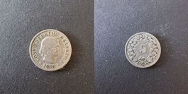Schweiz 5 Rappen 1898 stark gebraucht - seltener Jahrgang!