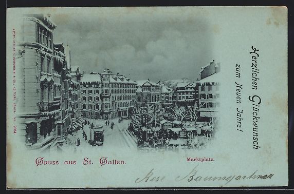 Cartes postales: AK St. Gallen, Marktplatz im Winter – D'occasion à Berlin par bartko-reher