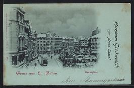 AK St. Gallen, Marktplatz im Winter