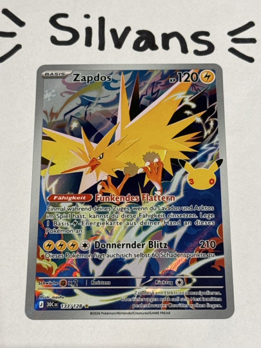 Zapdos Illustration 30C 133/128 30th Celebration Deutsch (Neu (gemäss ...
