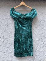 vintage Kleid Samt türkis Grösse 38 Schulterfrei mit Rose