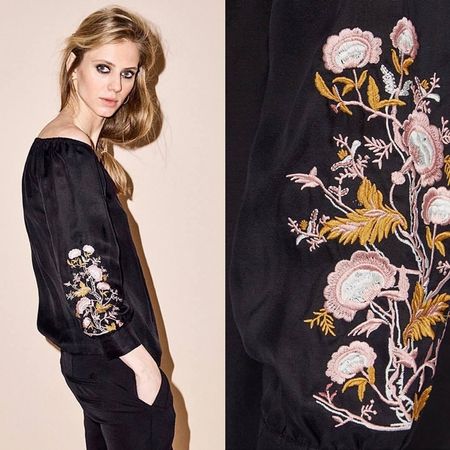 Mos Mosh off-shoulder Bluse in schwarz, Grösse S (36/38)