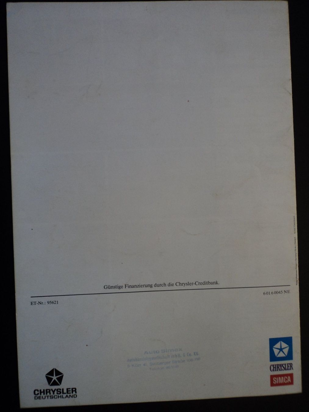 Chrysler Documents: Prospekt Chrysler 2L / 180 / 160 1976 – D'occasion à Schwarzenburg par modelCARama 6