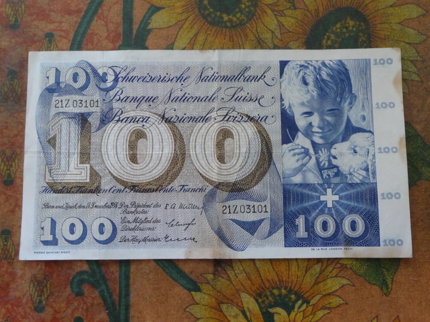 Banknoten: SUISSE  100  Francs  1958  Billet – Gebraucht aus Romanel-sur-Lausanne von Swift13