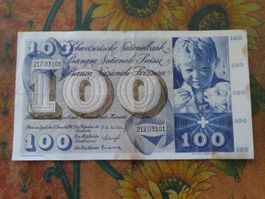 SUISSE  100  Francs  1958  Billet