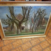 tableau AURELE BARRAUD, huile sur toile. Prieuré de Motiers