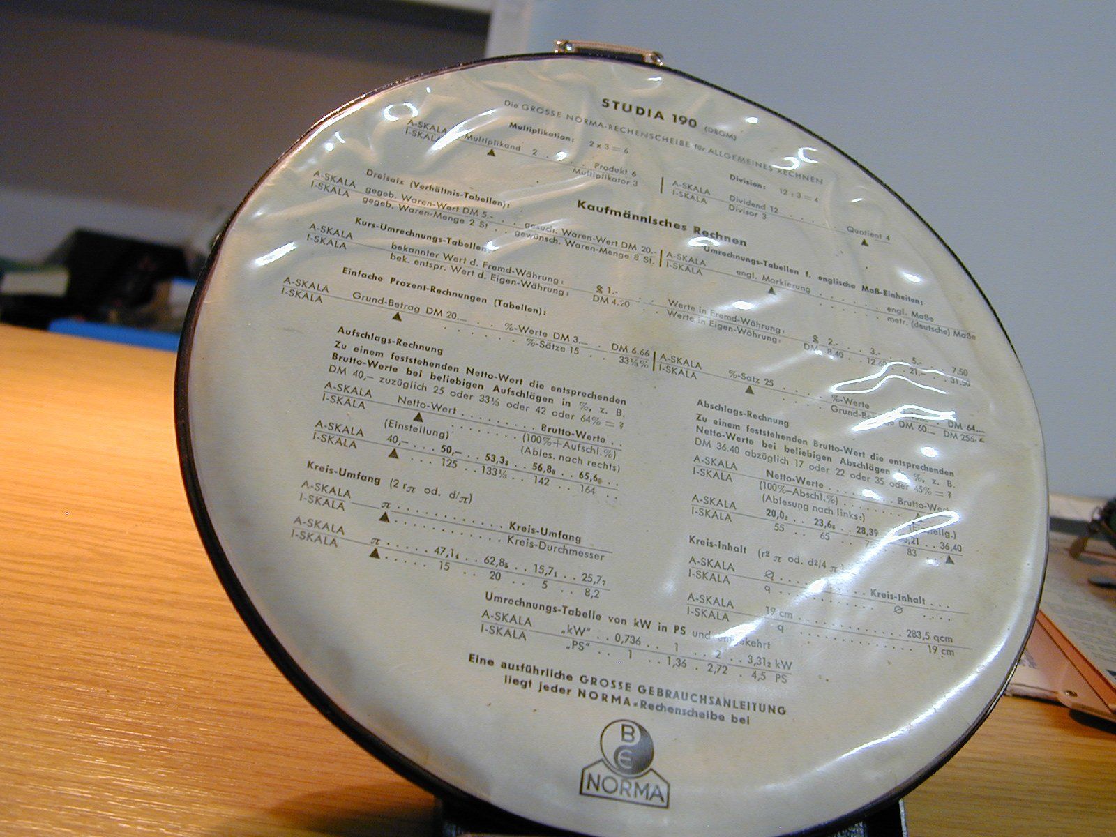 Calcolatrici tascabili: NORMA STUDIA   RECHENSCHEIBE, CIRCULAR SLIDE RULE – Usato da Oberursel venduto da swinger-ecki 1