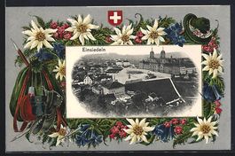 Passepartout-AK Einsiedeln, Teilansicht