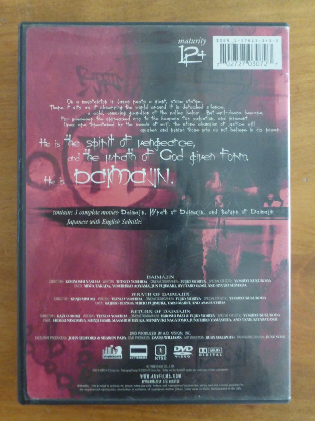 Tous les DVDs: Daimajin 1, 2 und 3 in einer Box – D'occasion à Zumikon par psisound 1