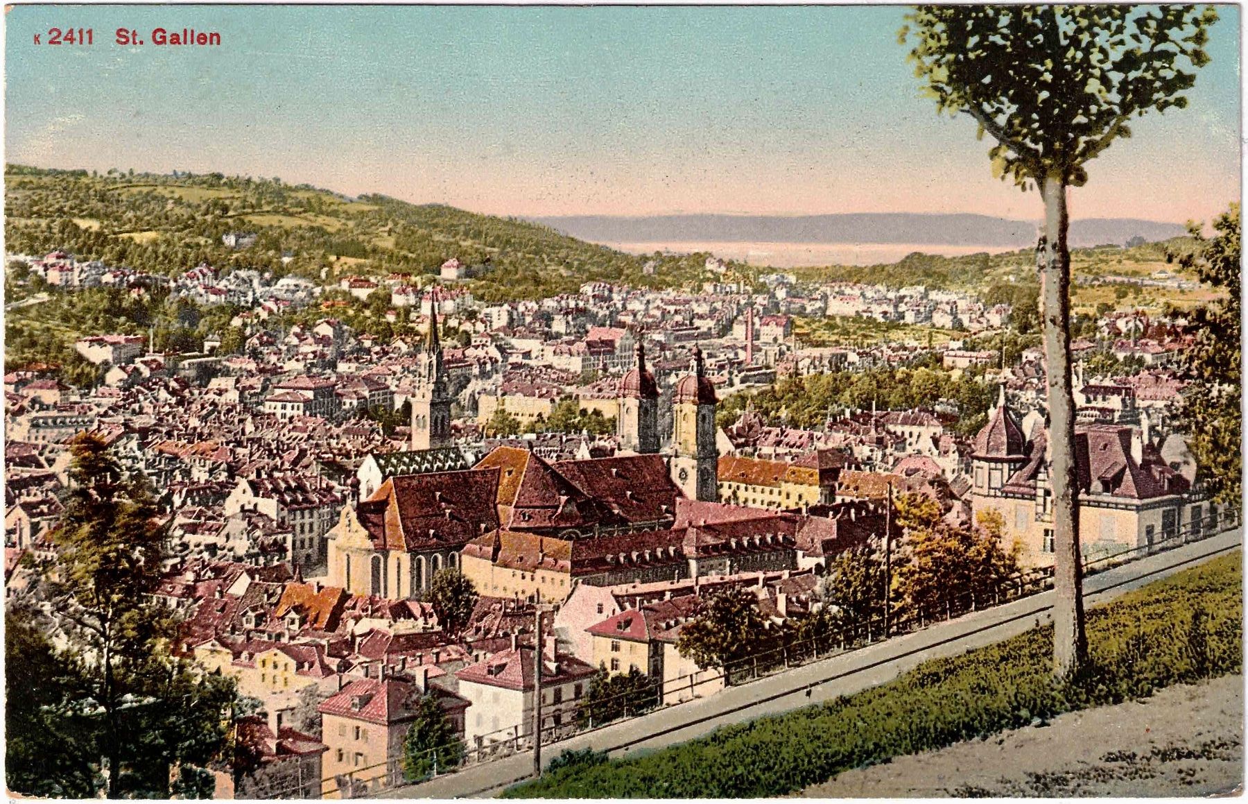 Ansichtskarten: ST. GALLEN - Generalansicht ca. 1915 (SG) – Gebraucht aus Oberdorf BL von Hopfehuepfer