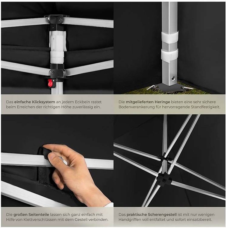 Tende & Padiglioni: Schwarzes Faltpavillon mit 2 Seitenteile 3x6m – Nuovo (secondo la descrizione) da Necker venduto da liq24 3