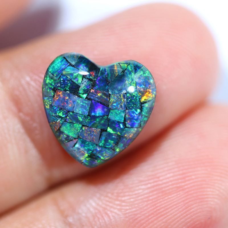 Pietre preziose: Australian Opal Triplet Mosaic Herz 5.00 – Nuovo (secondo la descrizione) da Bern venduto da Grindelwaldaus 2