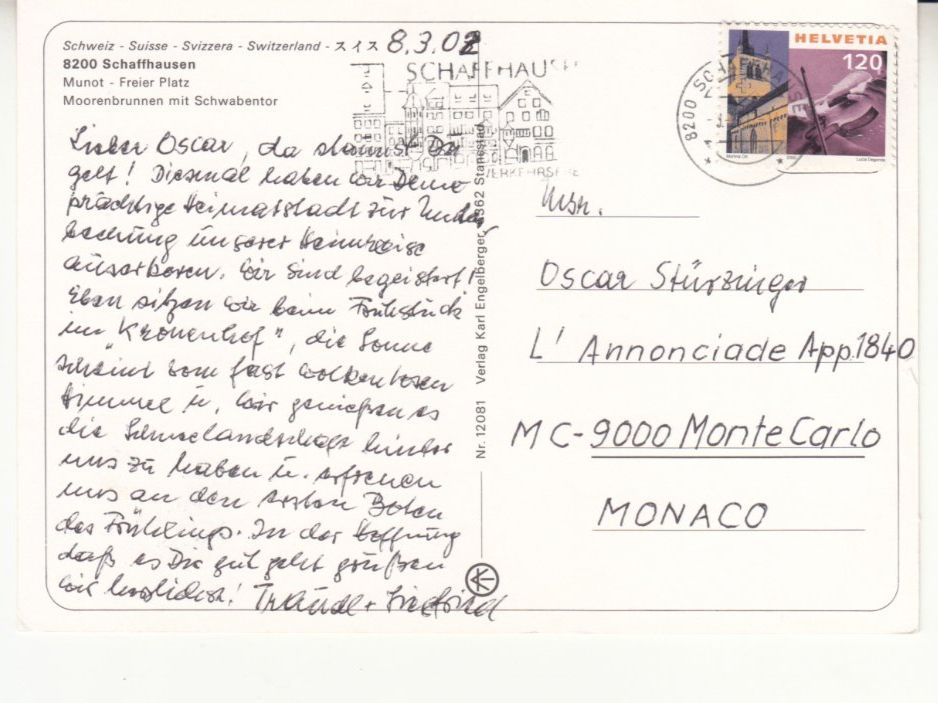 Ansichtskarten: Schaffhausen 2002 – Gebraucht aus Bürglen TG von StampGraf 1