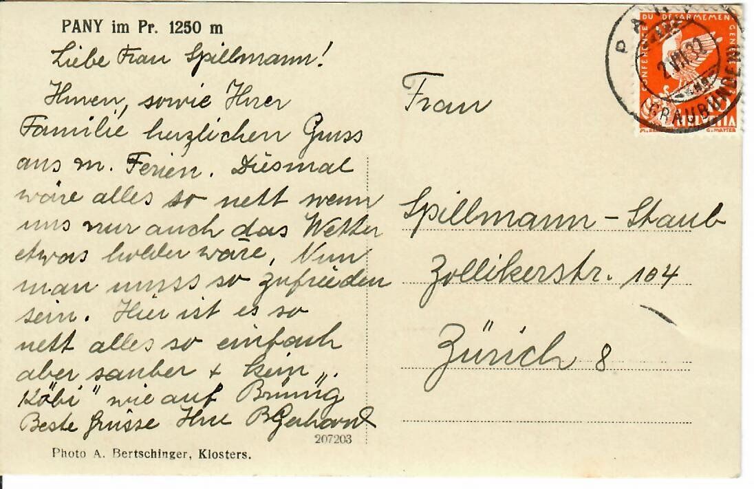 Ansichtskarten: Pany im Pr. 1932 – Gebraucht aus Hochdorf von Ziegel-16 1
