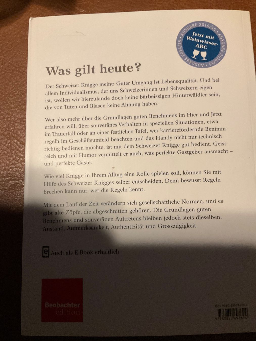 Bücher: Der Schweizer Knigge was gilt heute ? – Gebraucht aus Avenches von Lactobacille 3
