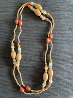 Halskette,orange, beige, vintage