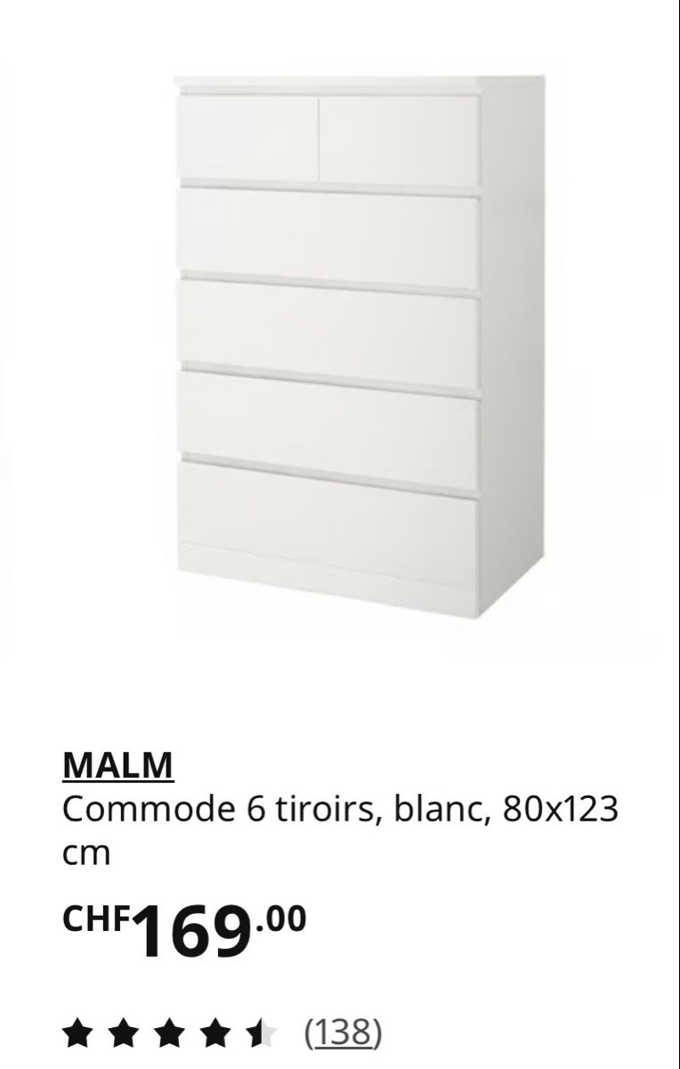 Commodes: Commode Malm – D'occasion à Fregiécourt par cclmr
