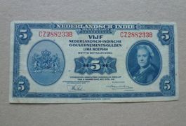 Ned. Indie ++ 5 Gulden 2. Maart 1943