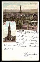Lithographie Bern, Cathedrale, Bärengraben, Totalansicht