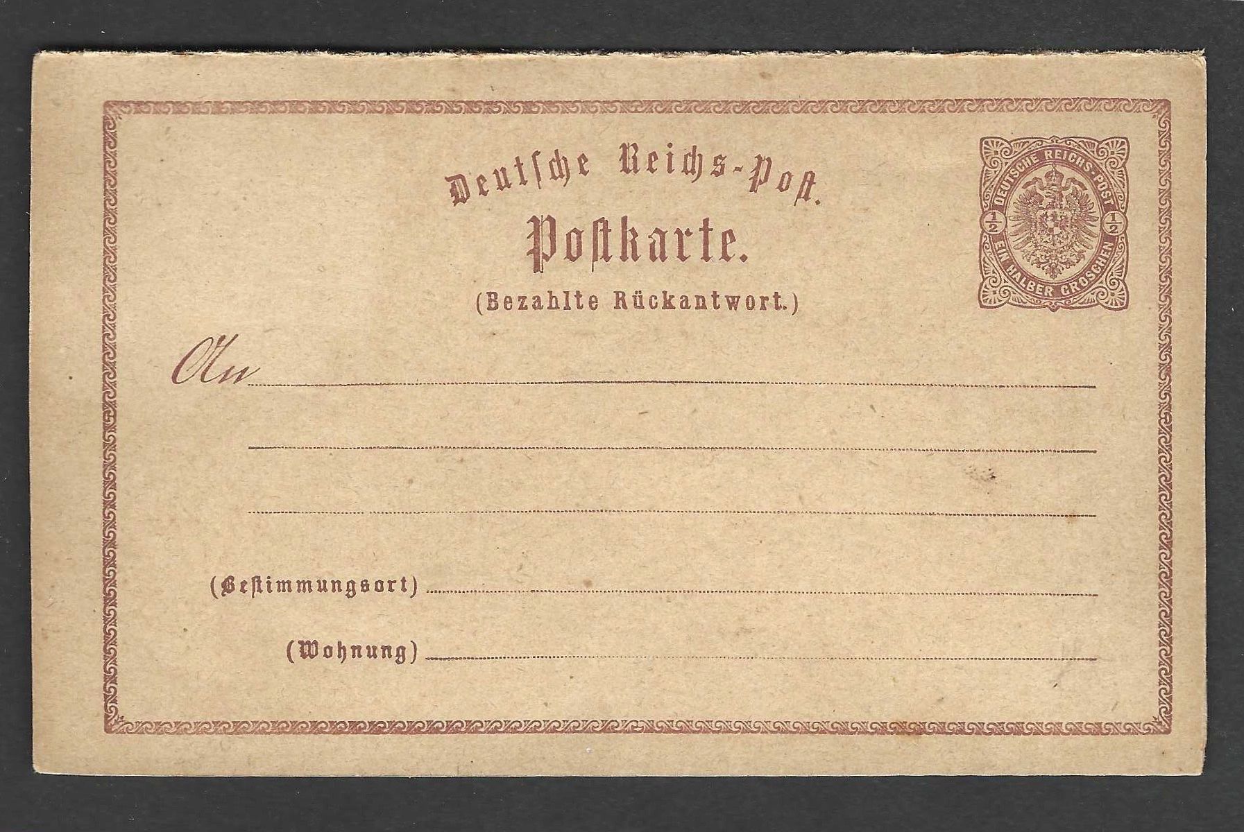 Tutti i francobolli: Deutsches Reich 1Postkarte – Nuovo (secondo la descrizione) da Koblenz venduto da Markenhimmel