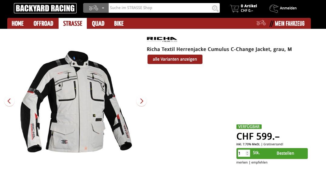Giacche: Motorad Jacke, NEU, Männer, Gr. M – Nuovo (secondo la descrizione) da Uster venduto da Flummi 4