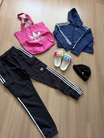 Adidas Sommer Set Gr. S:Hose, Hoodie, Badeschlappen, T...