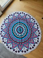 Rundes Strandtuch Mandala Muster mit Fransen 150cm NEUWERTIG
