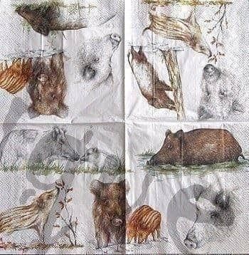 Tovaglioli: Serviette wildschweine (t208) 2Stk. – Nuovo (secondo la descrizione) da Schlatt TG venduto da kreativ-atelier