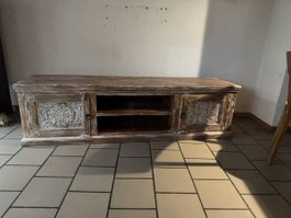 TV-Möbel Holz mit Schnitzereien Shabby Chic gebrauchter Zust