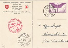 Rot Kreuz Flug 1940 von Bellinzona nach Chur auf Spendenkart