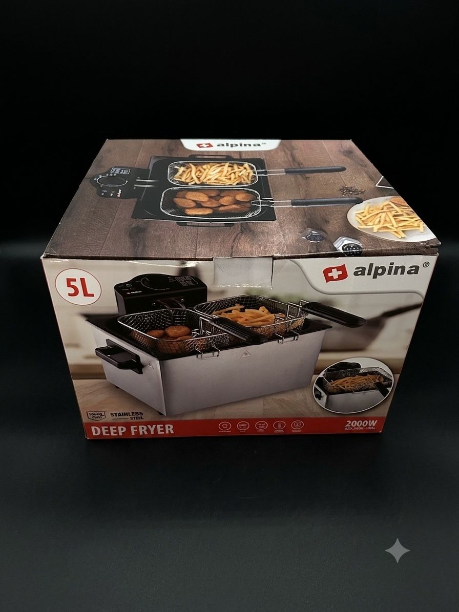 Küchengeräte: Alpina Fritteuse 5L Edelstahl 2000W – Neu (gemäss Beschreibung) aus Mels von mtrepp