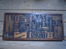 alte Holzlettern / Industrie-Deko/Vintage Wandbild Collage