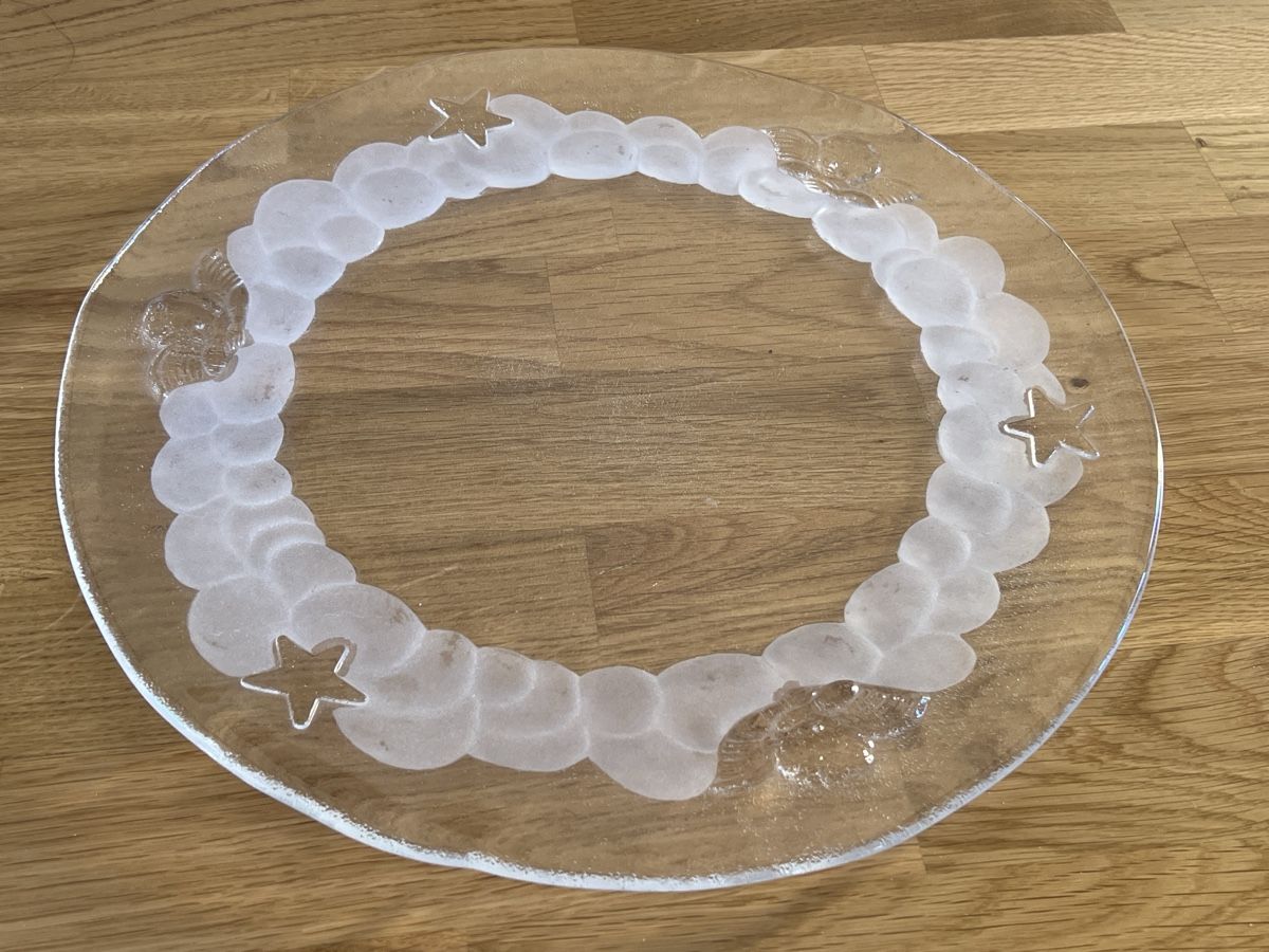 Piatti di portata: Glasplatte mit Kranz, Durchmesser 36cm – Usato da Basel venduto da clembou 1