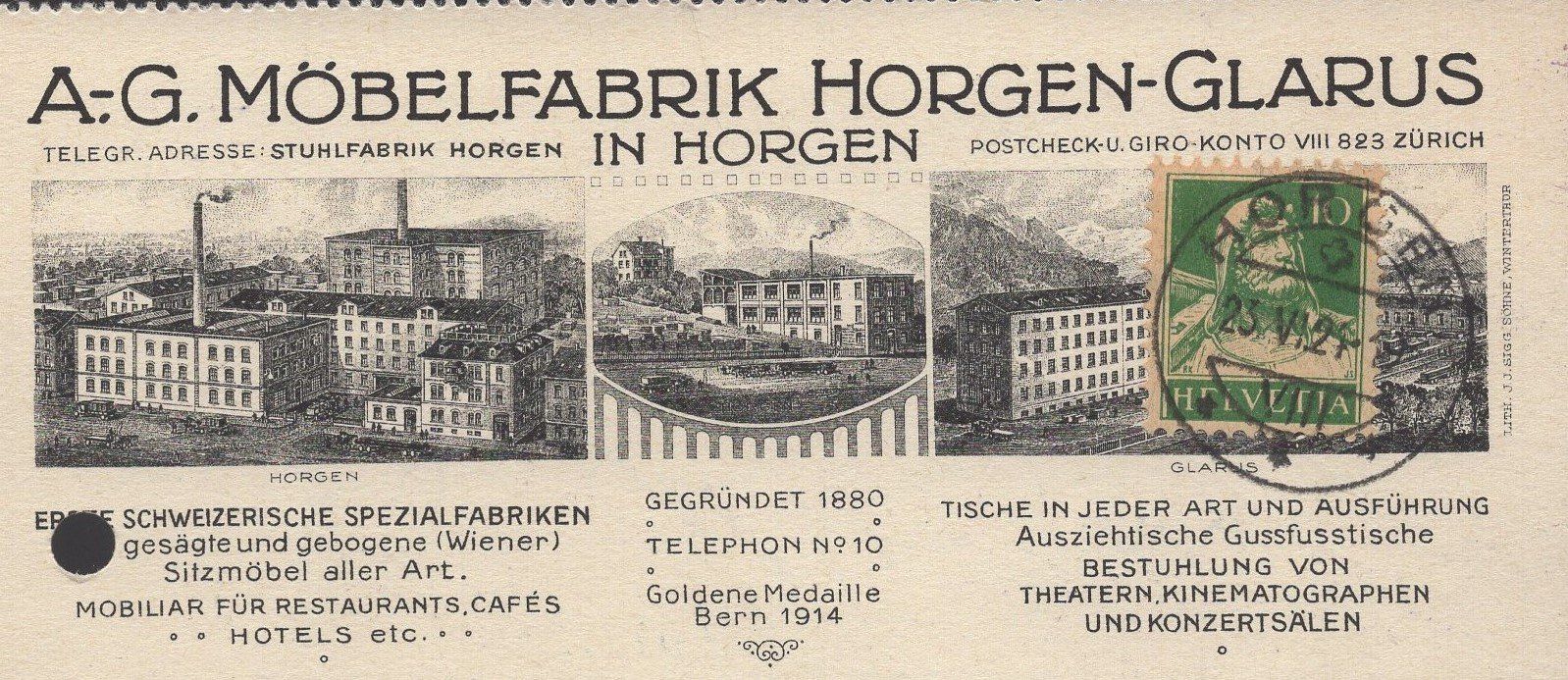 Tutti i francobolli: Horgen - Glarus  Möbelfabrik   1924 – Usato da Aarau venduto da kufi44 1
