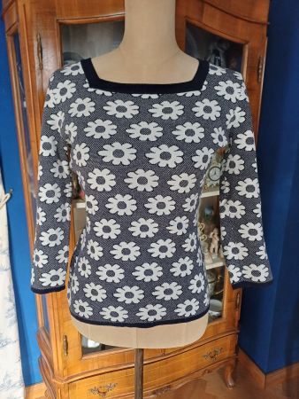 Pullover Gr.S blau-weiss, 3/4 Ärmel
