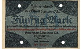 Kempten 50 Mark 02.11.1918 VZ-VZ+