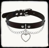 Liebes Halsband Schwarz mit Kette und Herz 30-40 cm
