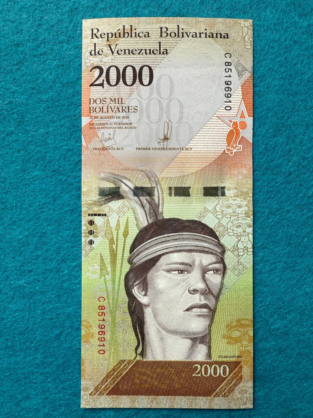 Banconote: Venezuela 2016 - 10 x 2000 Bolivares UNC – Nuovo e nell'imballaggio originale da Pfäffikon SZ venduto da Sieben77 3