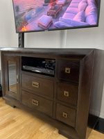 Dark Wood TV Stand with Storage - Stylish & Functional