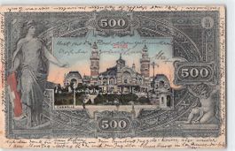 500Franken Banknote TONHALLE - Zürcher Ansichtskarte 1902