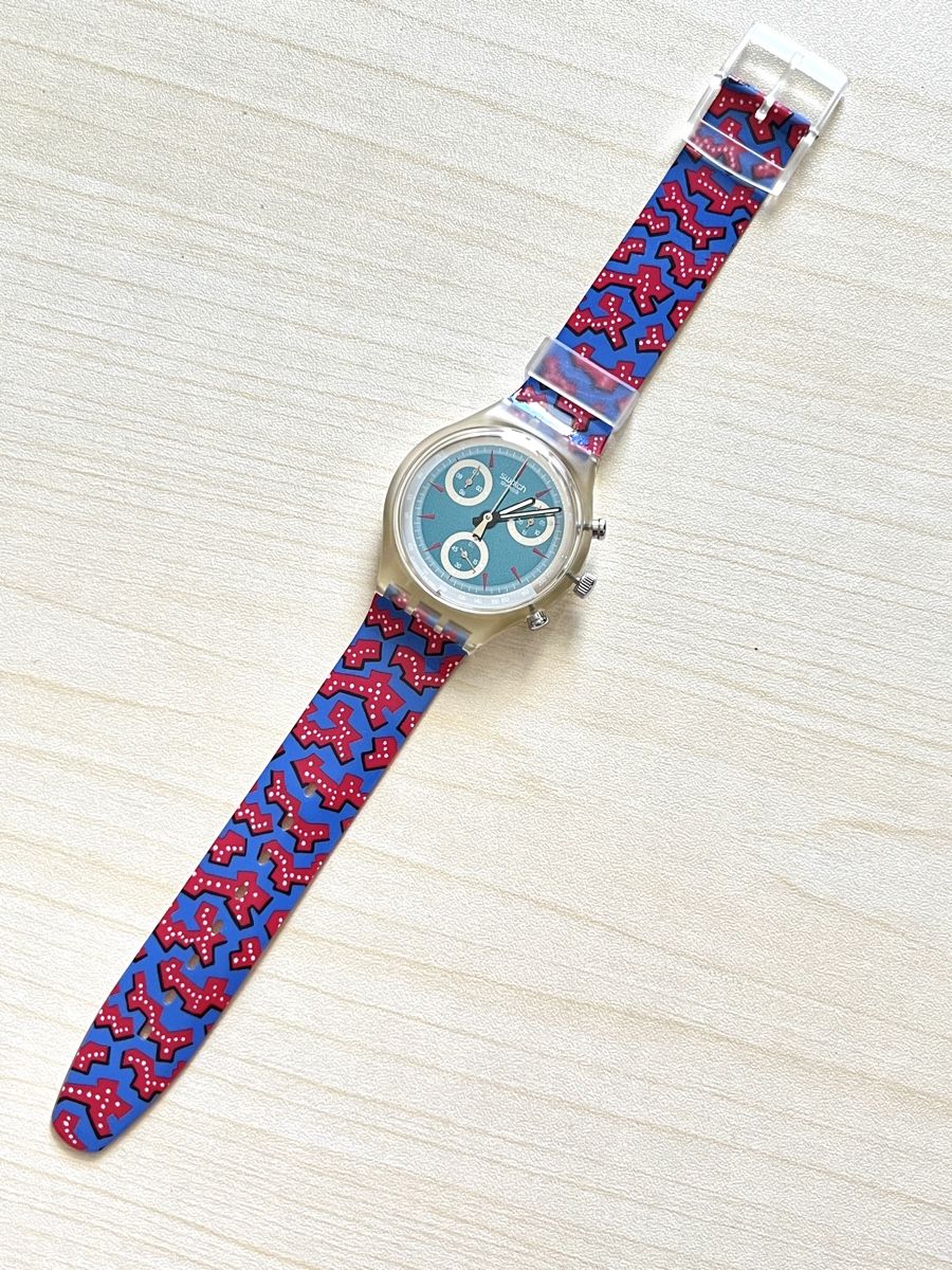 Swatch Orologi: Swatch Chronograph Uhr transparent mit buntem Armband  – Usato da Grenchen venduto da chththl 1