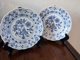 2 assiettes Zwiebelmuster Dubi bleu blanc 26 cm bon etat